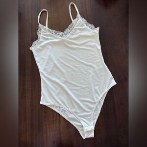 H&M lace trim White Bodysuit